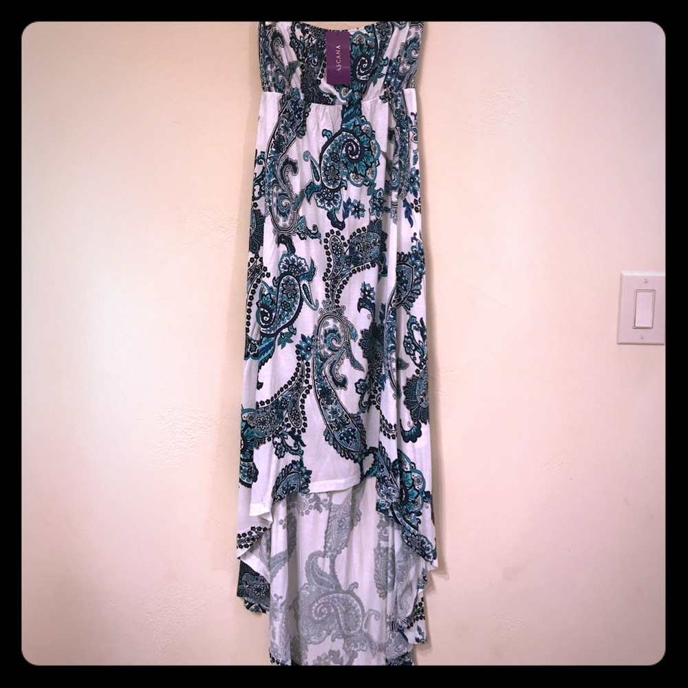 Super cute high/low strapless dress.